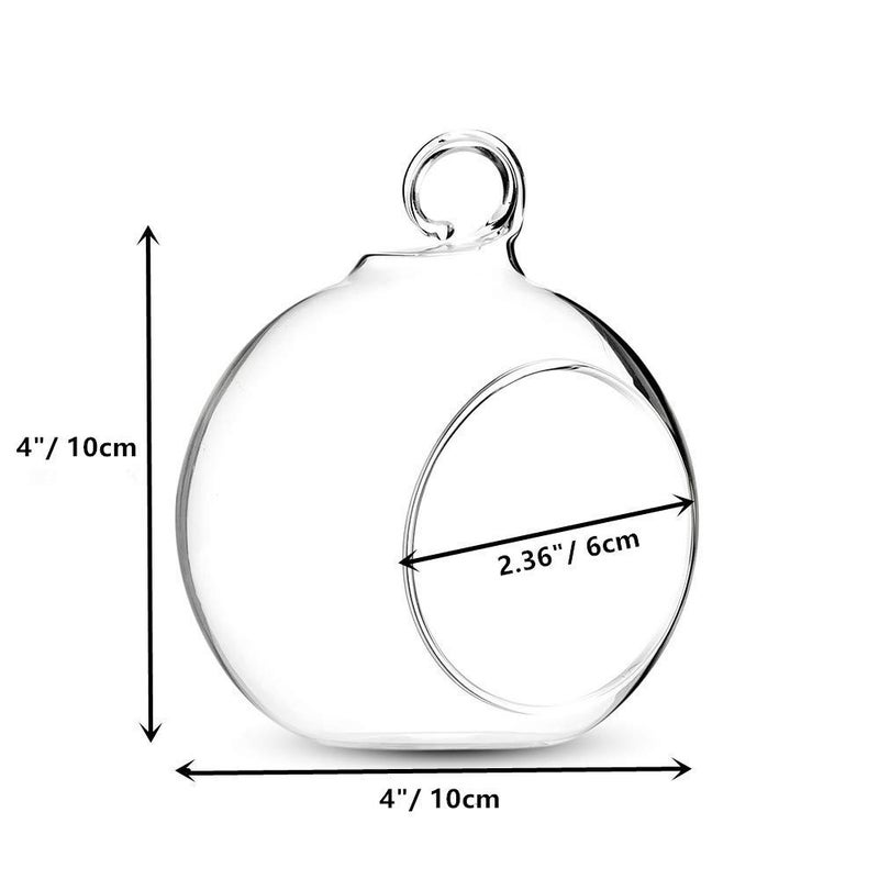NUPTIO 4 Pcs Hanging Glass Terrarium Plants, 4" Diam Globe Planter Terrariums for Succulent - Image 2